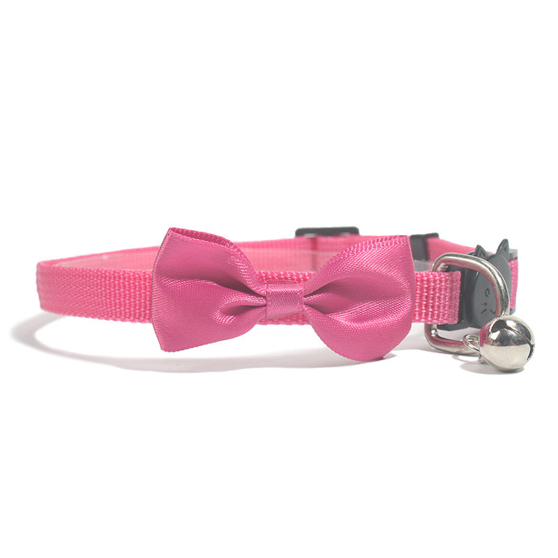 Adjustable Nylon Pet Collar with Bow for Cats and Small Dogs