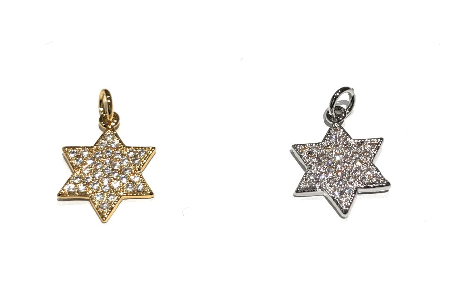 Gold & Silver Pave Star Charms for Jewelry Making - Bulk DIY Jewelry Supplies