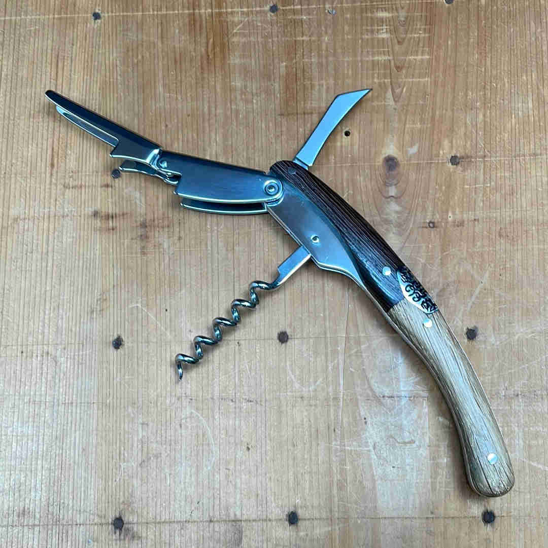 Premium Italian Sommelier Corkscrew with Oak/Wenge Handle - Professional Wine Bottle Opener