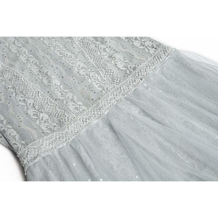 Fashion Lace Ruffle Maxi Dress
