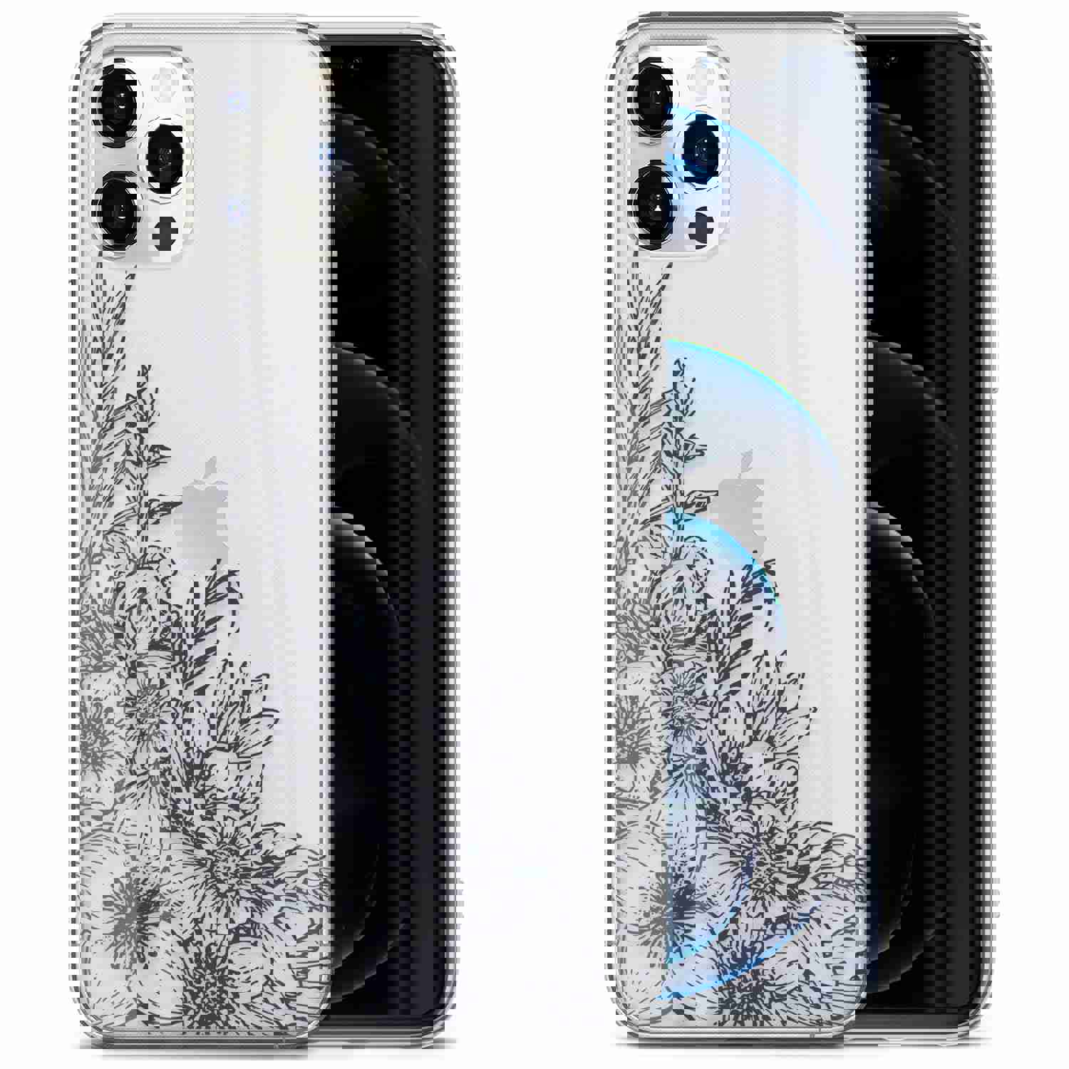 High-Quality TPU Clear Case with Garden Flowers Design for iPhone & Samsung Phones