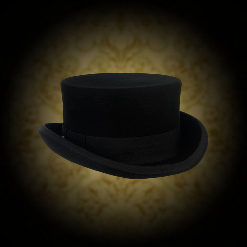Victorian Style Deadman's Black Top Hat - Handmade Wool Felt
