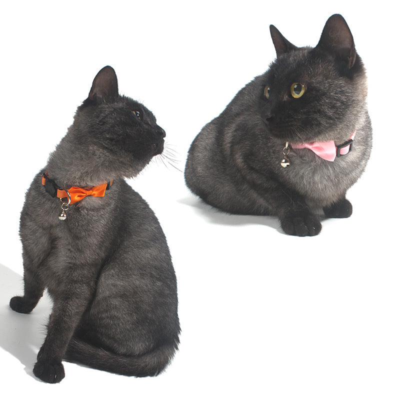 Adjustable Nylon Pet Collar with Bow for Cats and Small Dogs