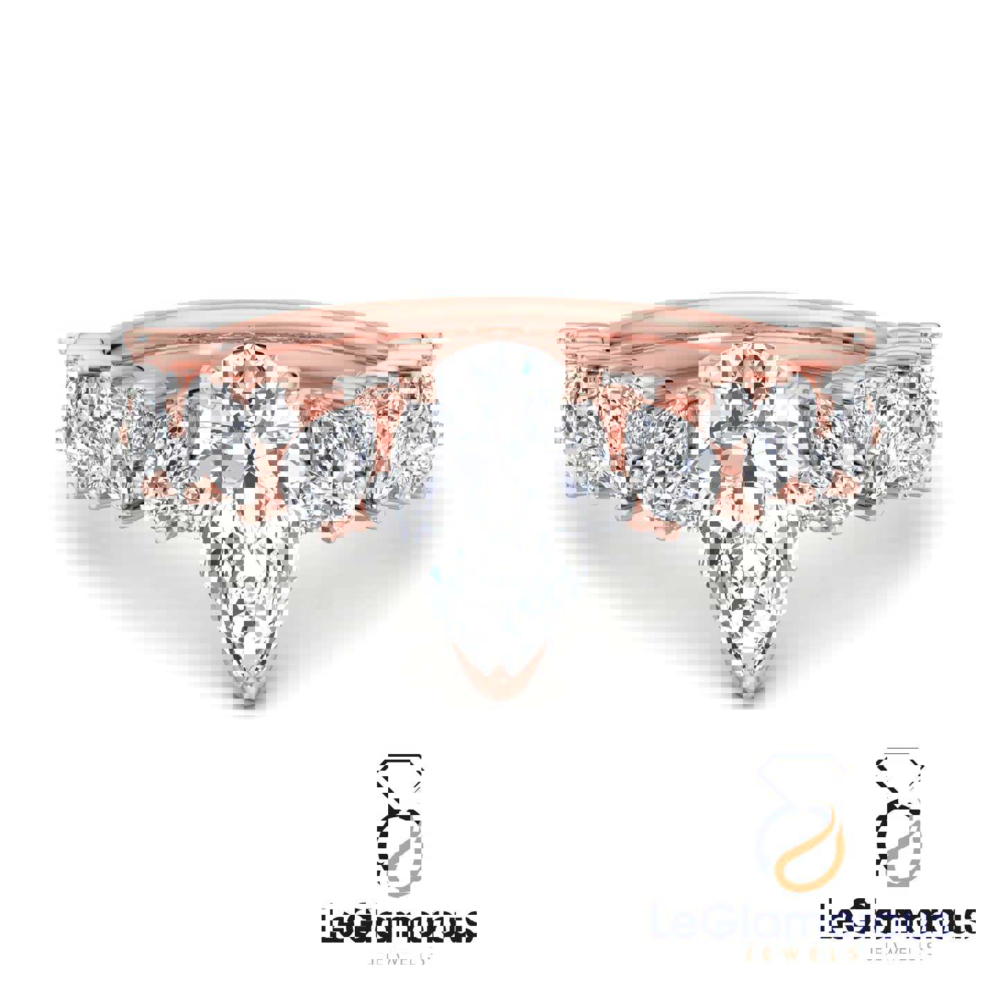 Pear Cut Pave Style Lab Grown Diamond Engagement Ring