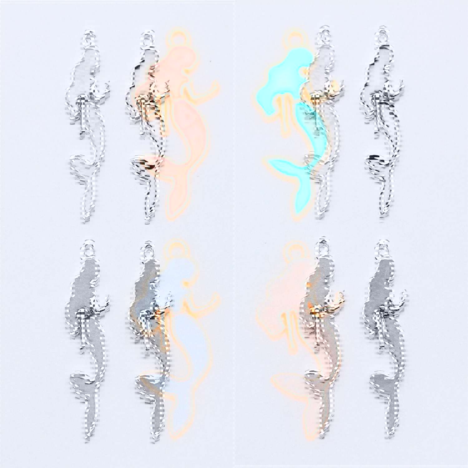 10pcs 29x13mm 4 Colors Enamel Mermaid Charms Pendant for DIY Jewelry Making