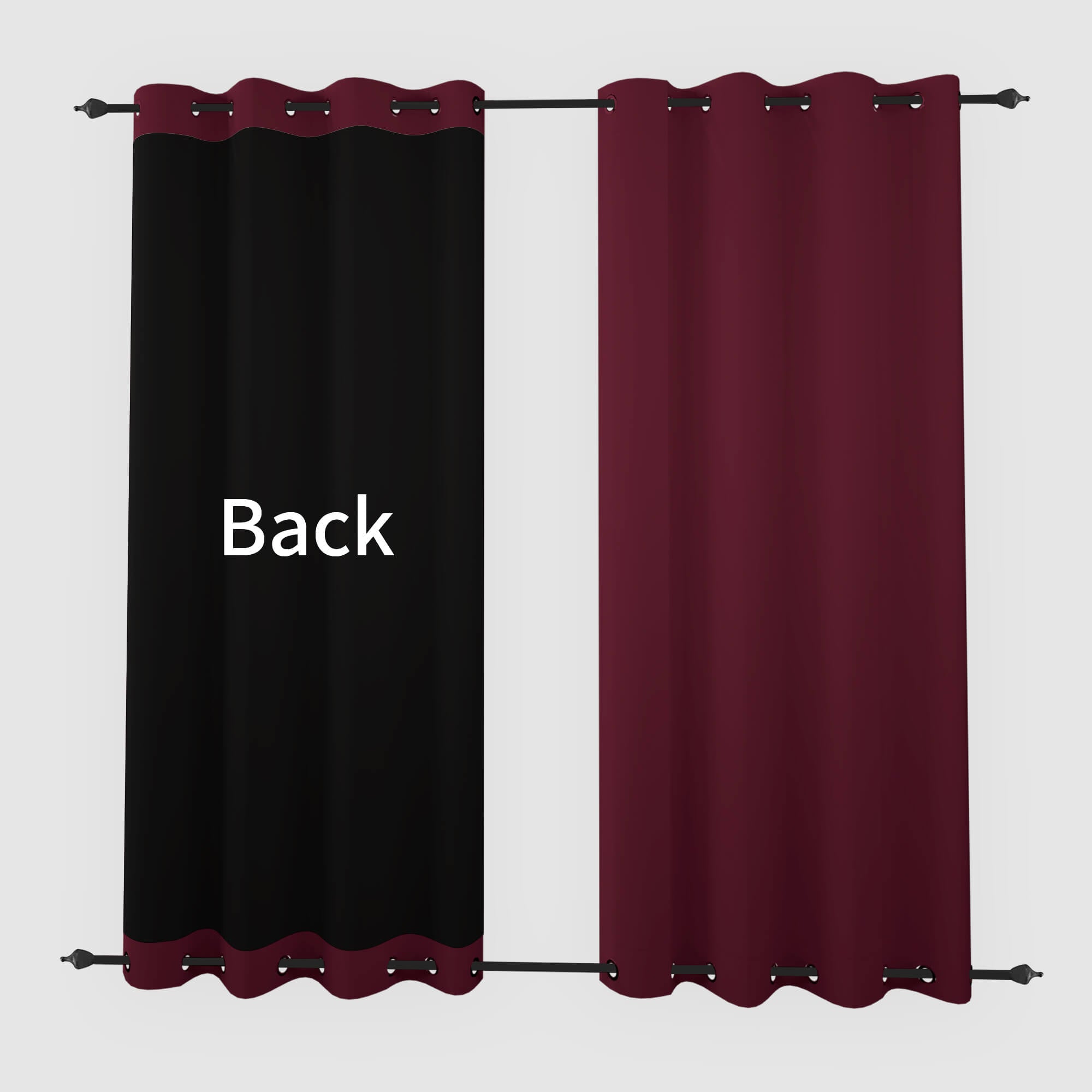 Heartcosy Blackout Curtains Wine Red - Grommet Top & Bottom