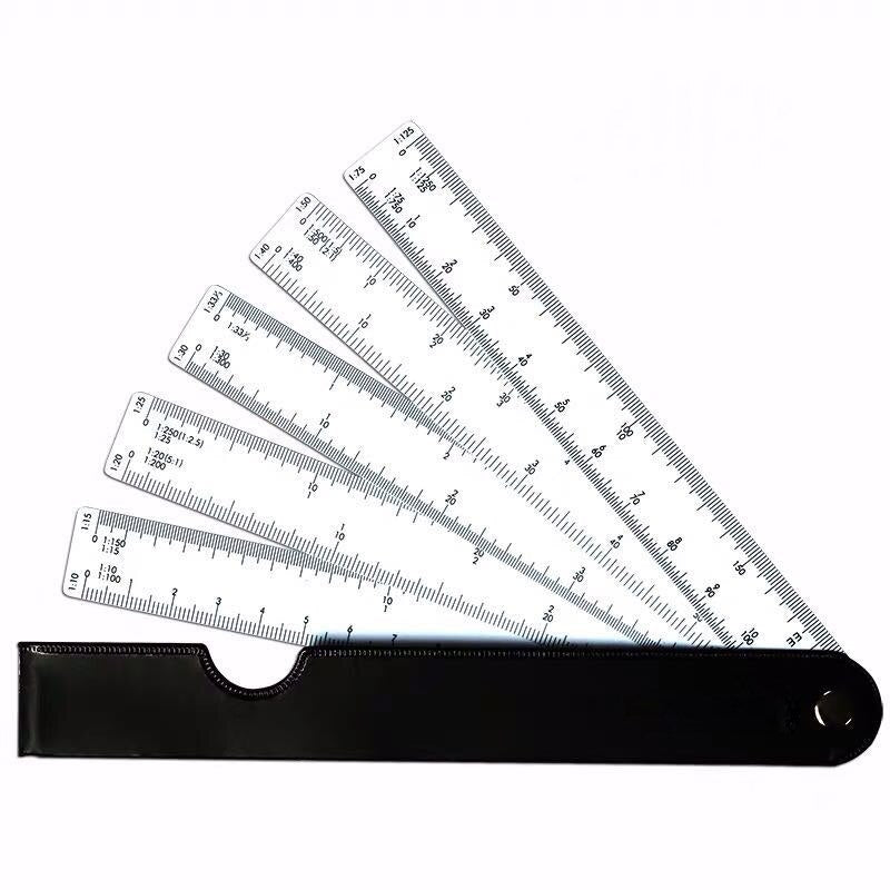 Multi-function Fan-shaped Scale Folding Fan Drawing Ruler for Architectural and Clothing Design