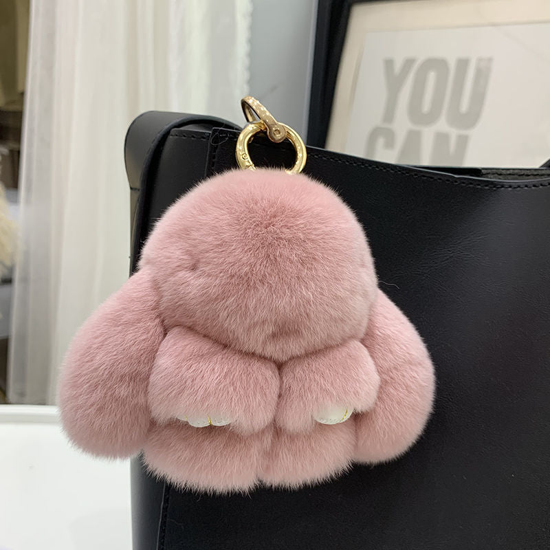 New Charm Decoration Gift Plush Bunny Toy Rex Rabbit Fur Bag Pendant Key Chain