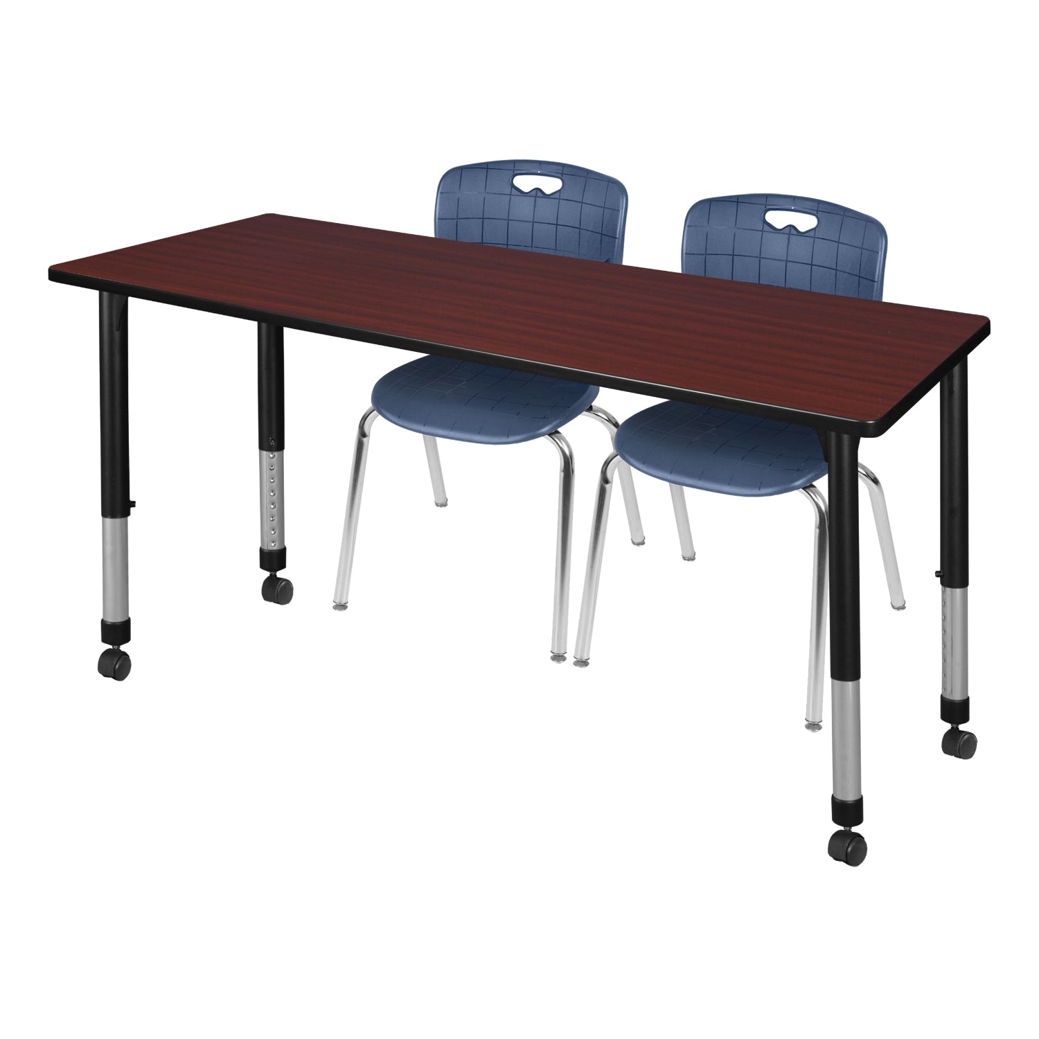 Kee Classroom Table and Chair Package - Adjustable Height Table with 2 Stack Chairs