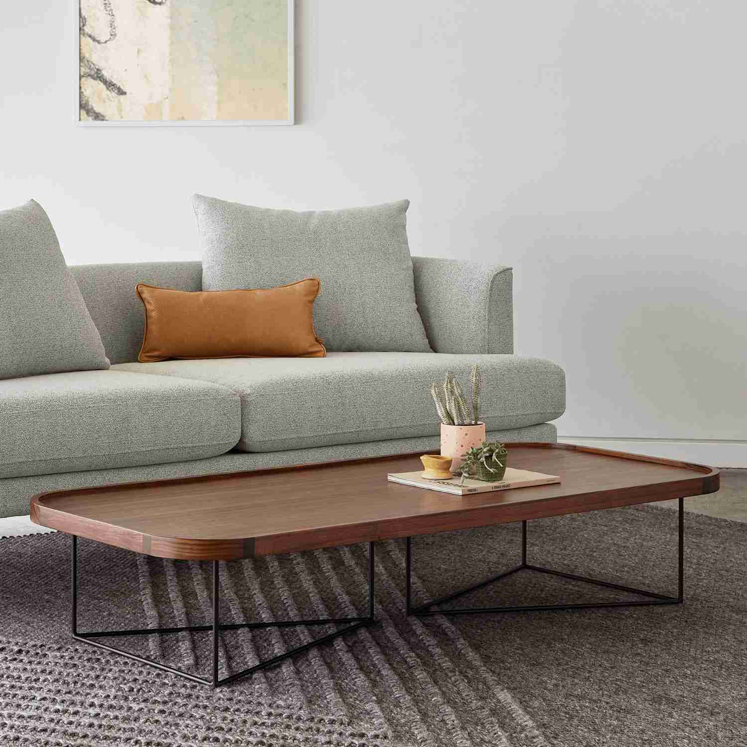 Porter Rectangular Coffee Table - Modern Design with Metal Base