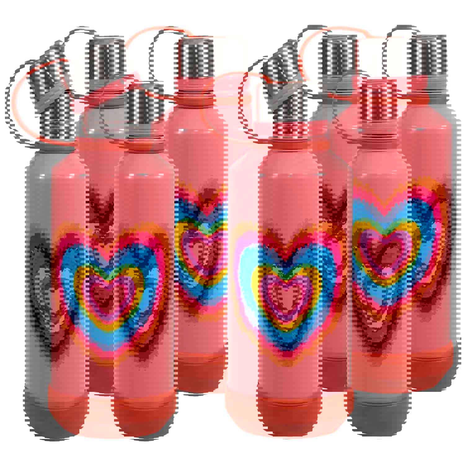 COOL GEAR 4-Pack 16 oz Stainless Steel Vacuum Insulated Water Bottle with Twist Off Cap & Finger Loop Carry