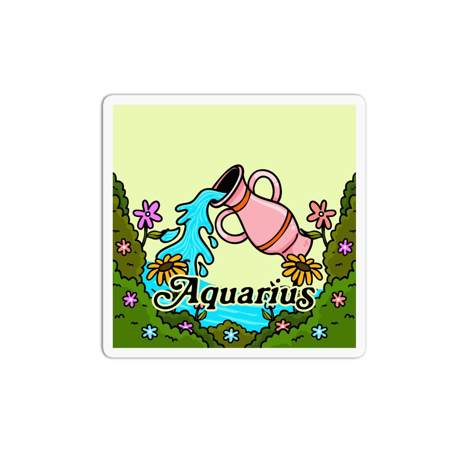 Aquarius Zodiac Sign Sticker - Waterproof & Dishwasher Safe