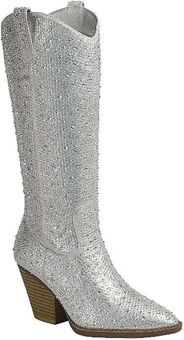 Rhinestone Western Cowboy Pull-on Boots River-11