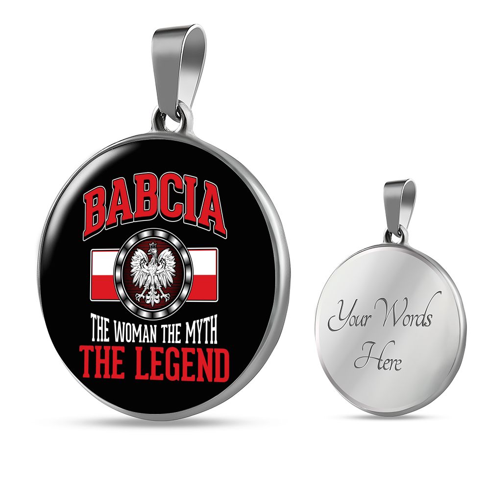 Babcia The Legend With Black Circle Pendant Necklace