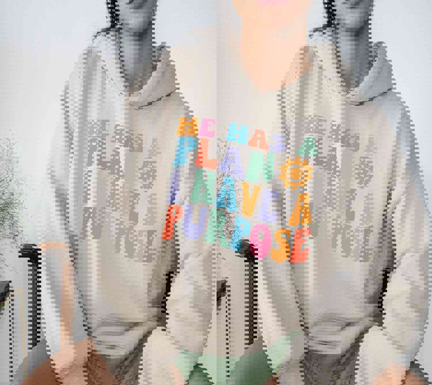 He Has A Plan I Have A Purpose Christian Long Sleeve Hooded Sweatshirt