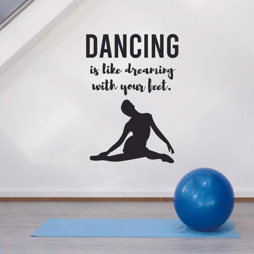 Ballerina Vinyl Wall Sticker - Dreaming Ballet Dance Quote Decal