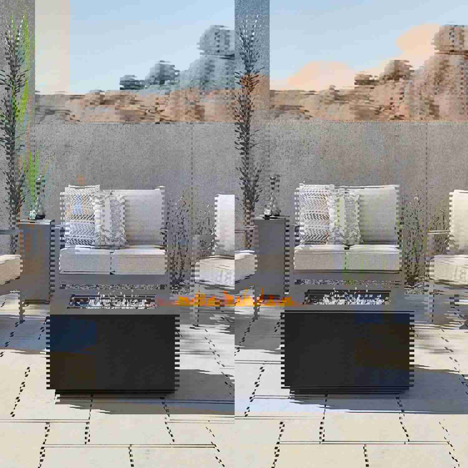 Real Flame Aegean 50 Rectangle Propane or Natural Gas Fire Pit Table