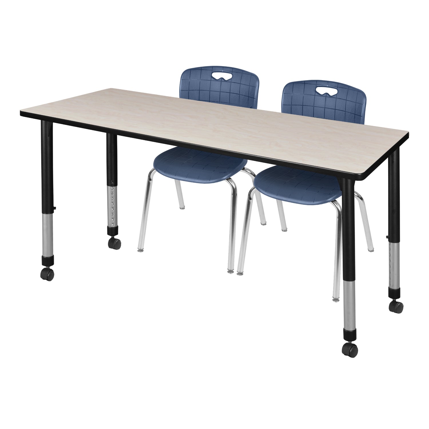Kee Classroom Table and Chair Package - Adjustable Height Table with 2 Stack Chairs
