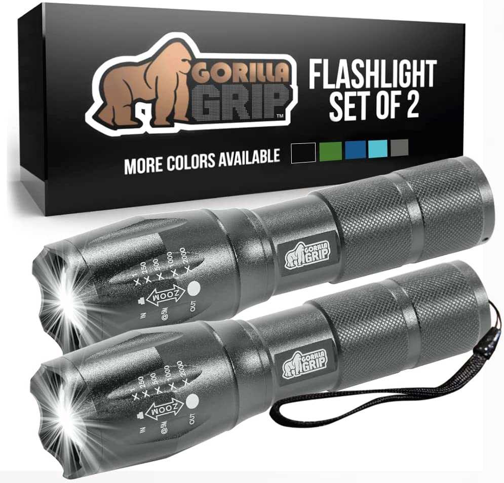 2 Pack Tactical Handheld LED Flashlight - Ultra Bright 5 Mode, Long Lasting, Water Resistant, High Lumen (750 FT Zoom), Ideal for Camping & Outdoor Activities