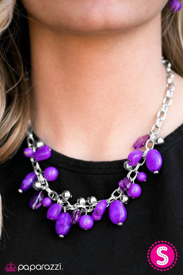 Paparazzi Jewelry Necklace Ocean Sunset - Purple with Matching Earrings