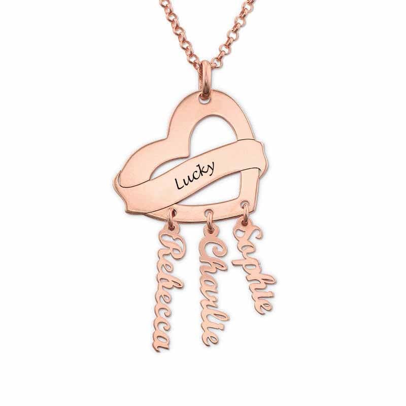 Custom Text Heart Shaped Pendant Necklace - Personalized Silver Name Jewelry for Mother's Day Gift