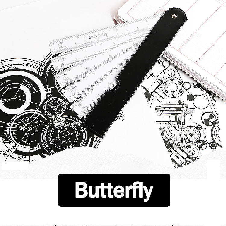 Multi-function Fan-shaped Scale Folding Fan Drawing Ruler for Architectural and Clothing Design