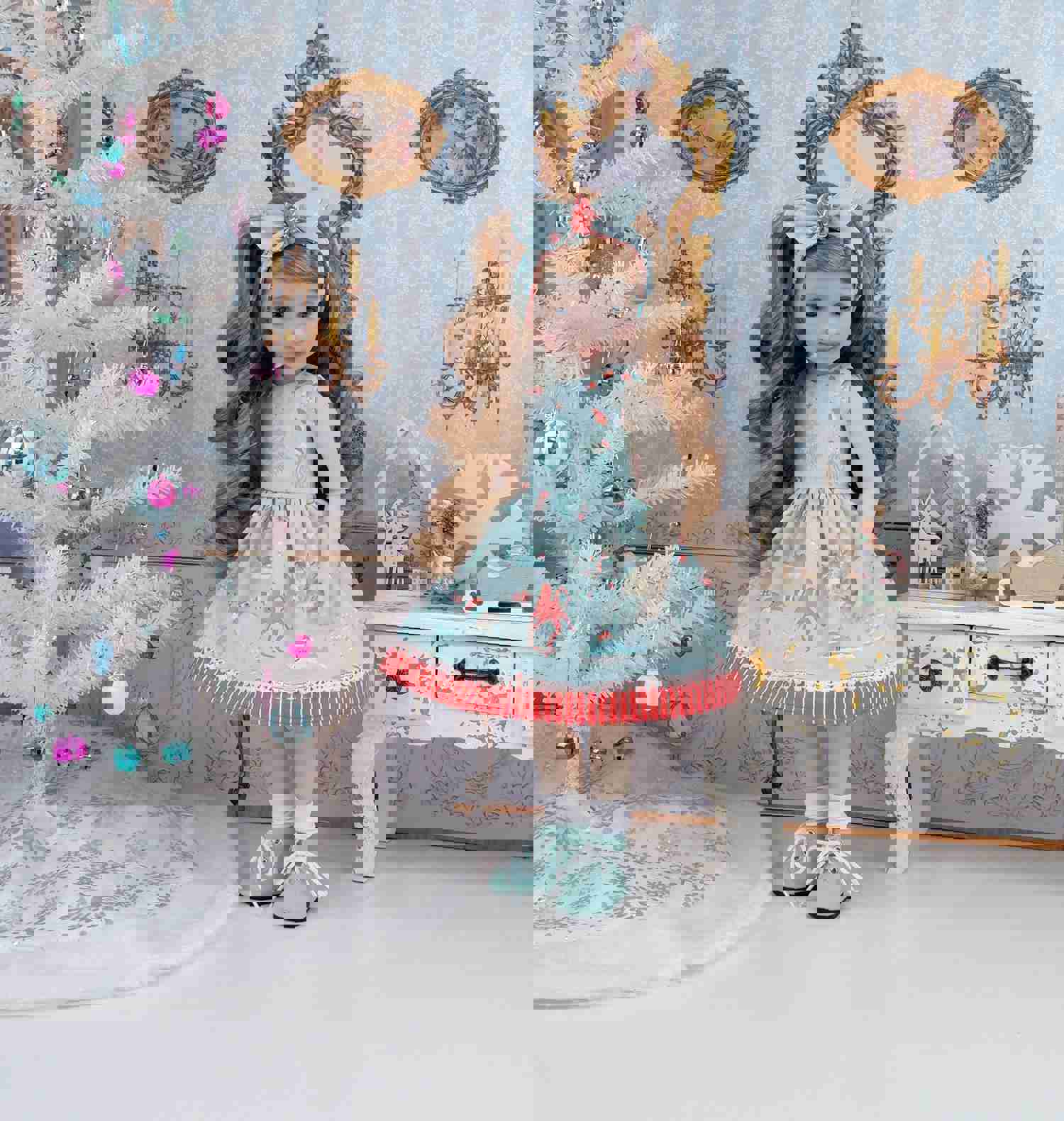 Coral Christmas Tree Dress with Boots for Ruby Red Fashion Friends Doll