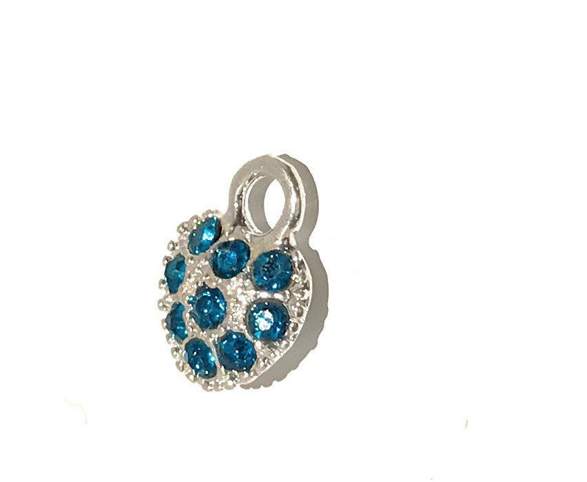 Silver Plated Rhinestone Heart Charm Pendant for DIY Jewelry