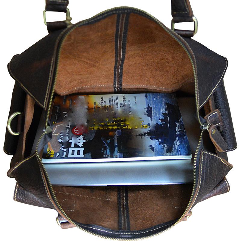 Vintage Leather Men's Weekender Duffle Bag - Italian Cowhide Travel Overnight Bag