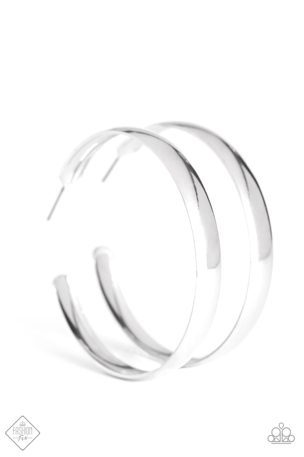 Paparazzi A Double Feature - Silver Hoop Earrings - Fashion Fix / Trend Blend Exclusive