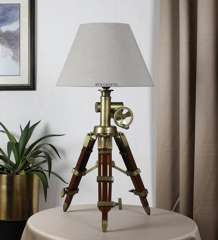 BTR CRAFTS Vintage Tripod Table Lamp with Adjustable Stand - Rustic Home Decor