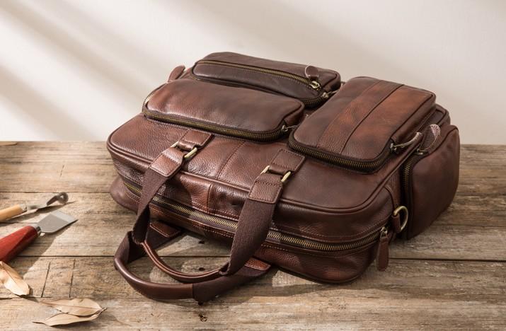 Leather Mens Large Briefcase Work Bag Travel Business Bag