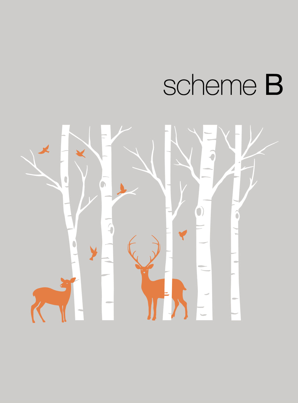 Birch Tree with Deer and Bird Wall Decals - Customizable Home Decor