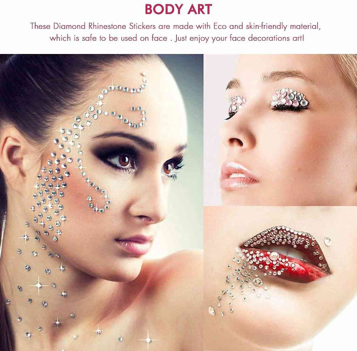 Rhinestone Stickers 4950 PCS, Nicpro Self Adhesive Face Gems Stick on Body Jewels Crystal in 4 Sizes 30 Colors, 30 Embellishments Sheet for Decorations Crafts Nail Makeup