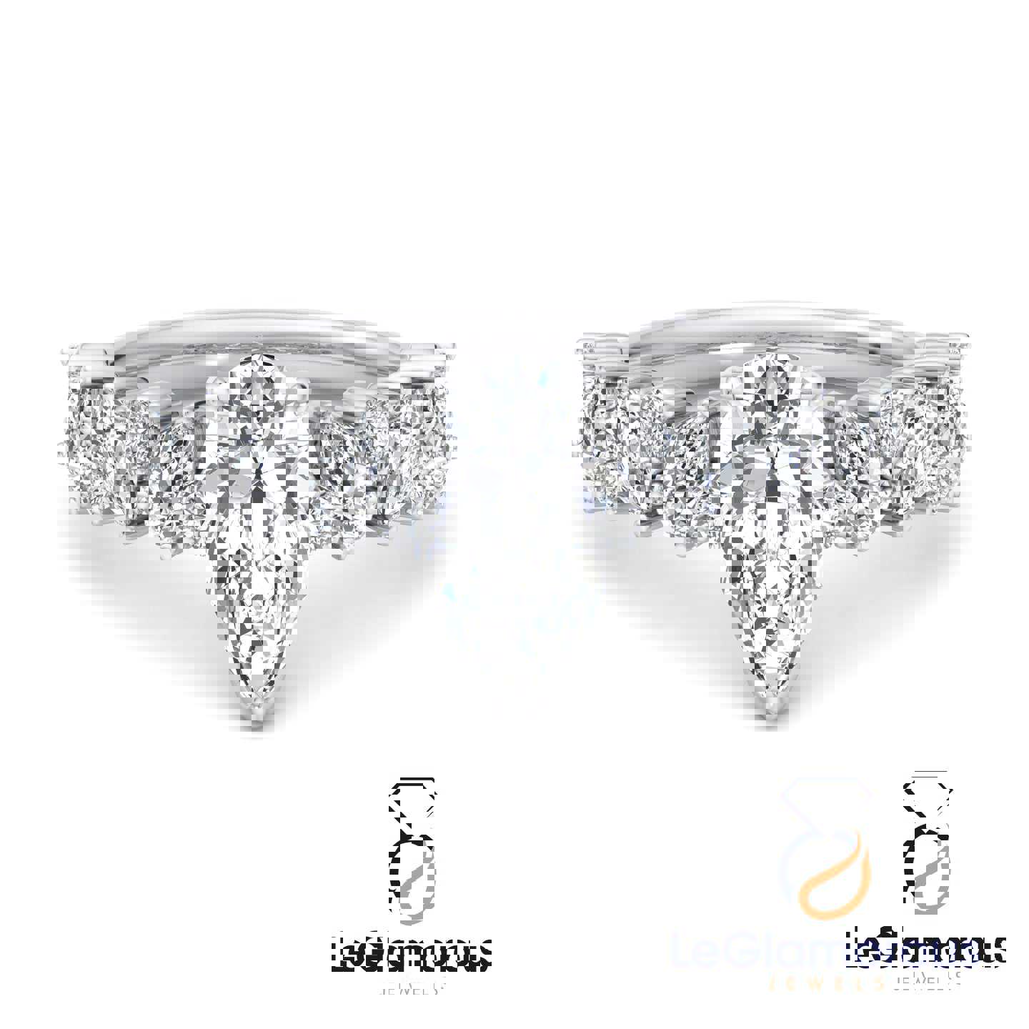 Pear Cut Pave Style Lab Grown Diamond Engagement Ring