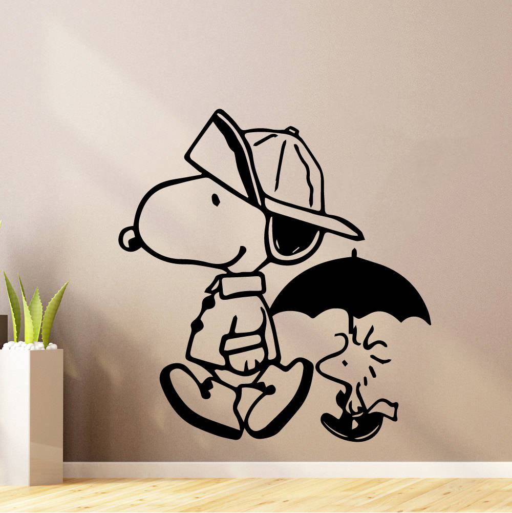 Snoopy Vinyl Wall Art Sticker Decal - Rainy Day Boots Umbrella Hat