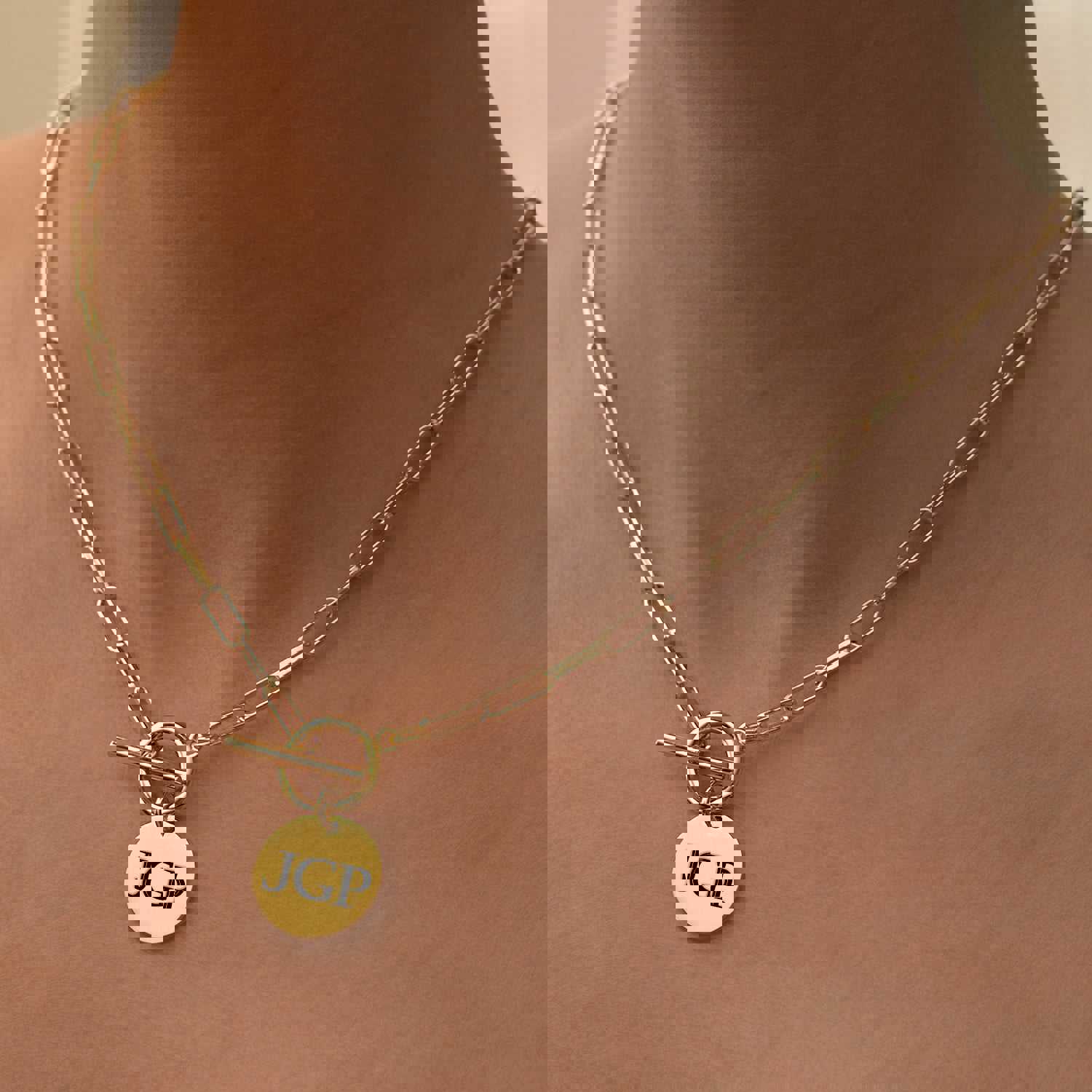 Cleo Paperclip Initial Necklace - Personalized 14k Gold Necklace