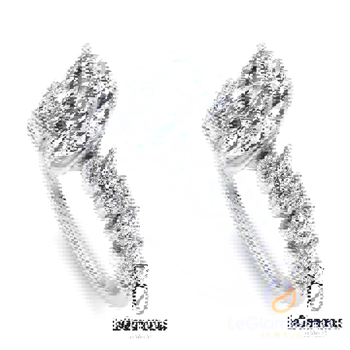 Pear Cut Pave Style Lab Grown Diamond Engagement Ring