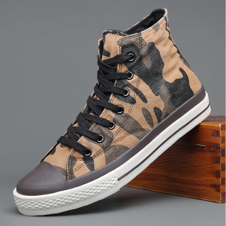 Spring New Men's High-top Canvas Shoes Korean Fashion Camouflage Sneakers
