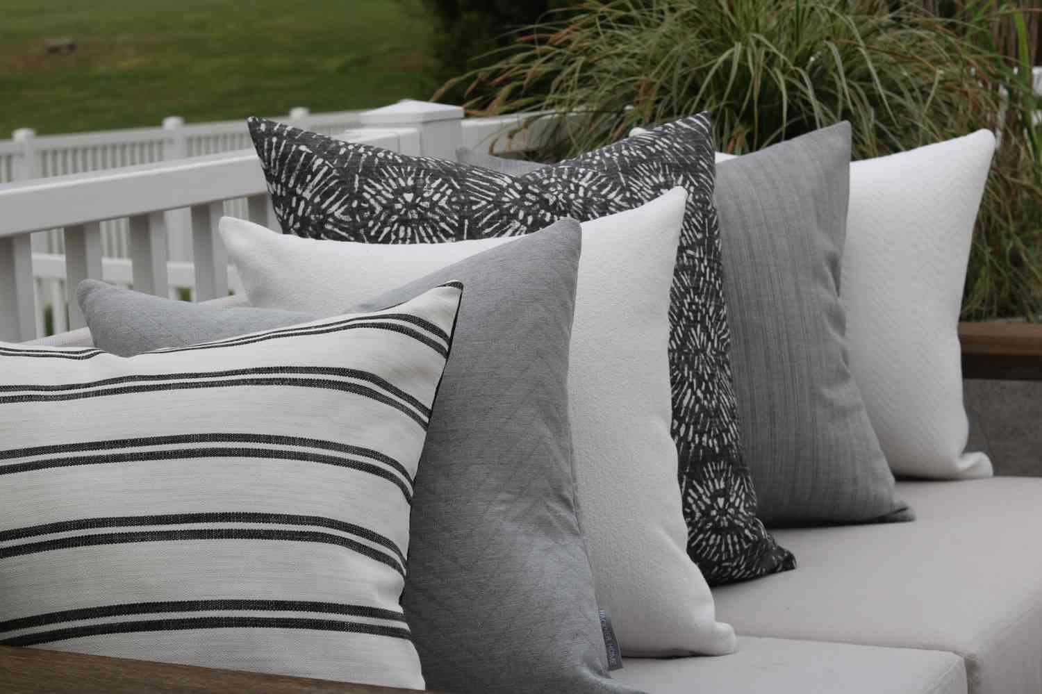 Aven Outdoor Pillow Cover - White Chevron Pattern