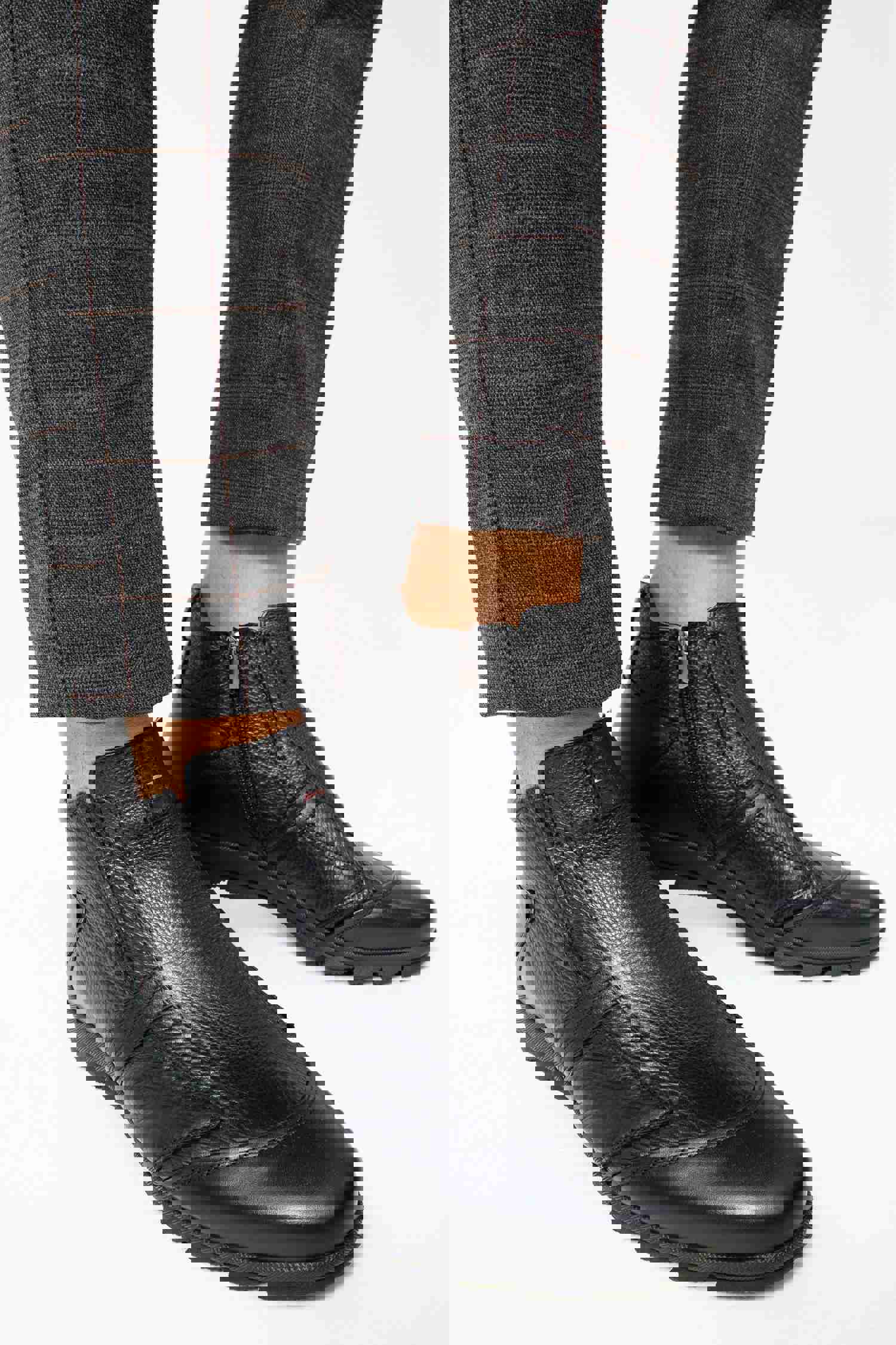 Montreal Black Leather Casual Zip-Up Ankle Men Boot