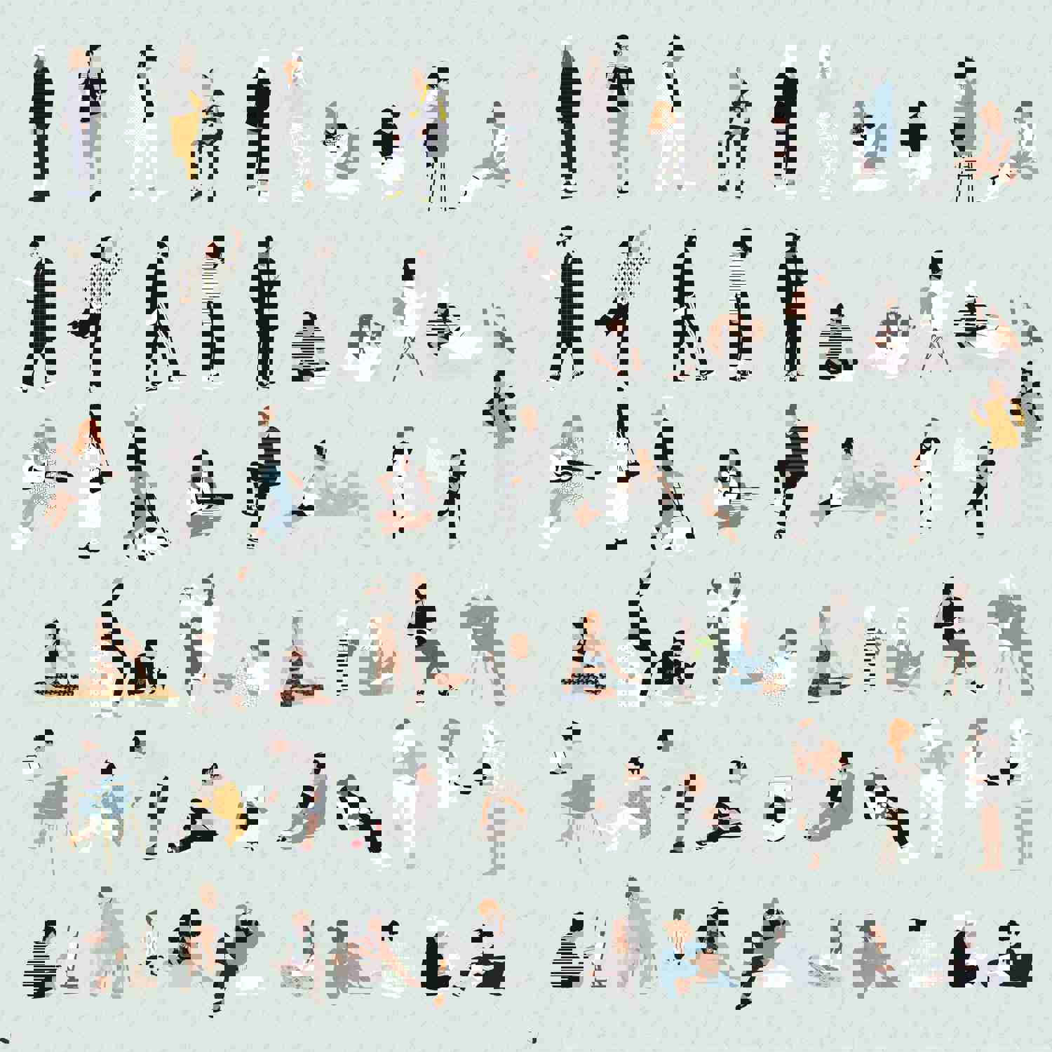 Flat Vector People 1-8 Bundle - 120 Common Style Silhouettes for Design Projects