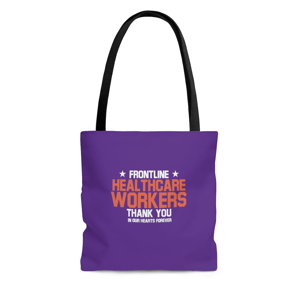 Frontline Healthcare Workers Thank You Purple AOP Tote Bag - 3 Sizes Available