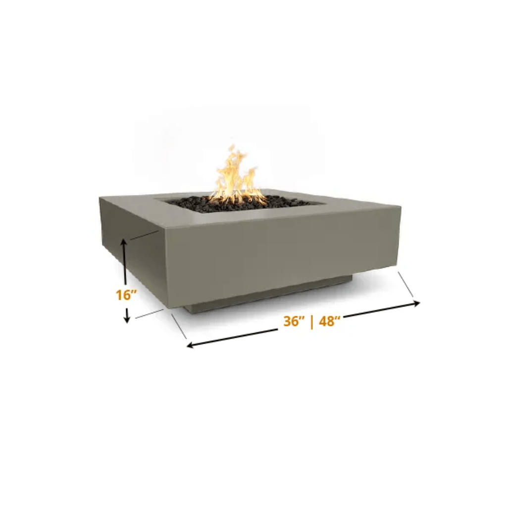 The Outdoor Plus - Cabo GFRC Concrete Square Liquid Propane Fire Pit 36