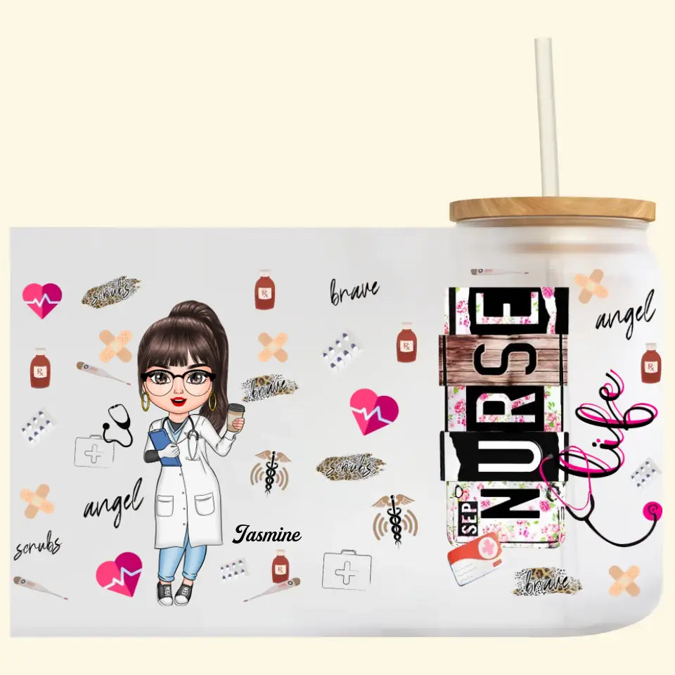 Personalized Custom Glass Can - Hydration Gift for Nurses, Birthday, Nurses Day