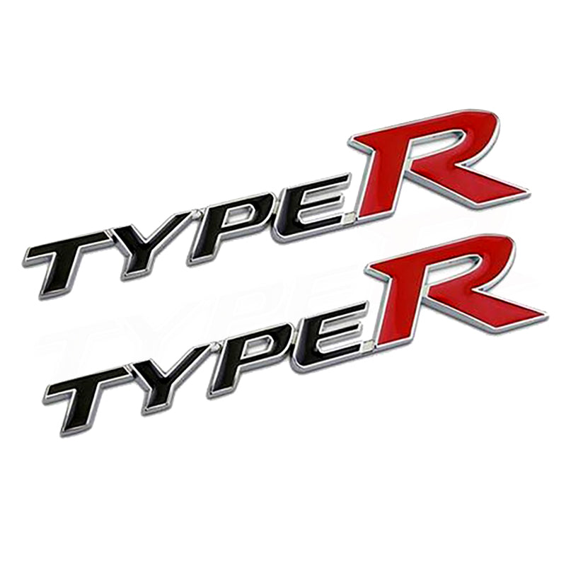 2 pcs 3D Aluminum TYPE-R Car Front/Rear Badge Fender Body Emblem Decal Sticker