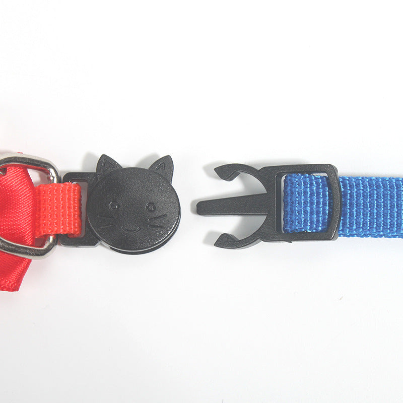 Adjustable Nylon Pet Collar with Bow for Cats and Small Dogs