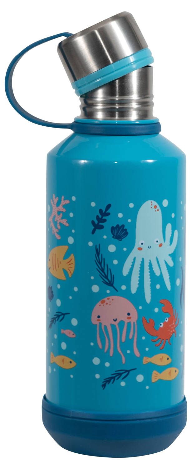 COOL GEAR 4-Pack 16 oz Stainless Steel Vacuum Insulated Water Bottle with Twist Off Cap & Finger Loop Carry