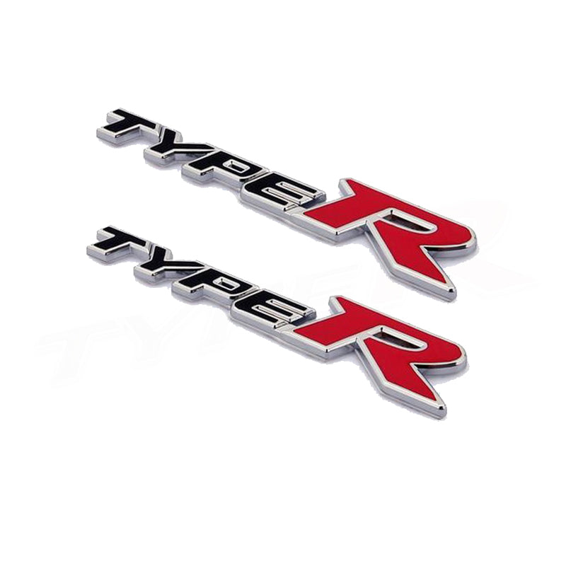 2 pcs 3D Aluminum TYPE-R Car Front/Rear Badge Fender Body Emblem Decal Sticker