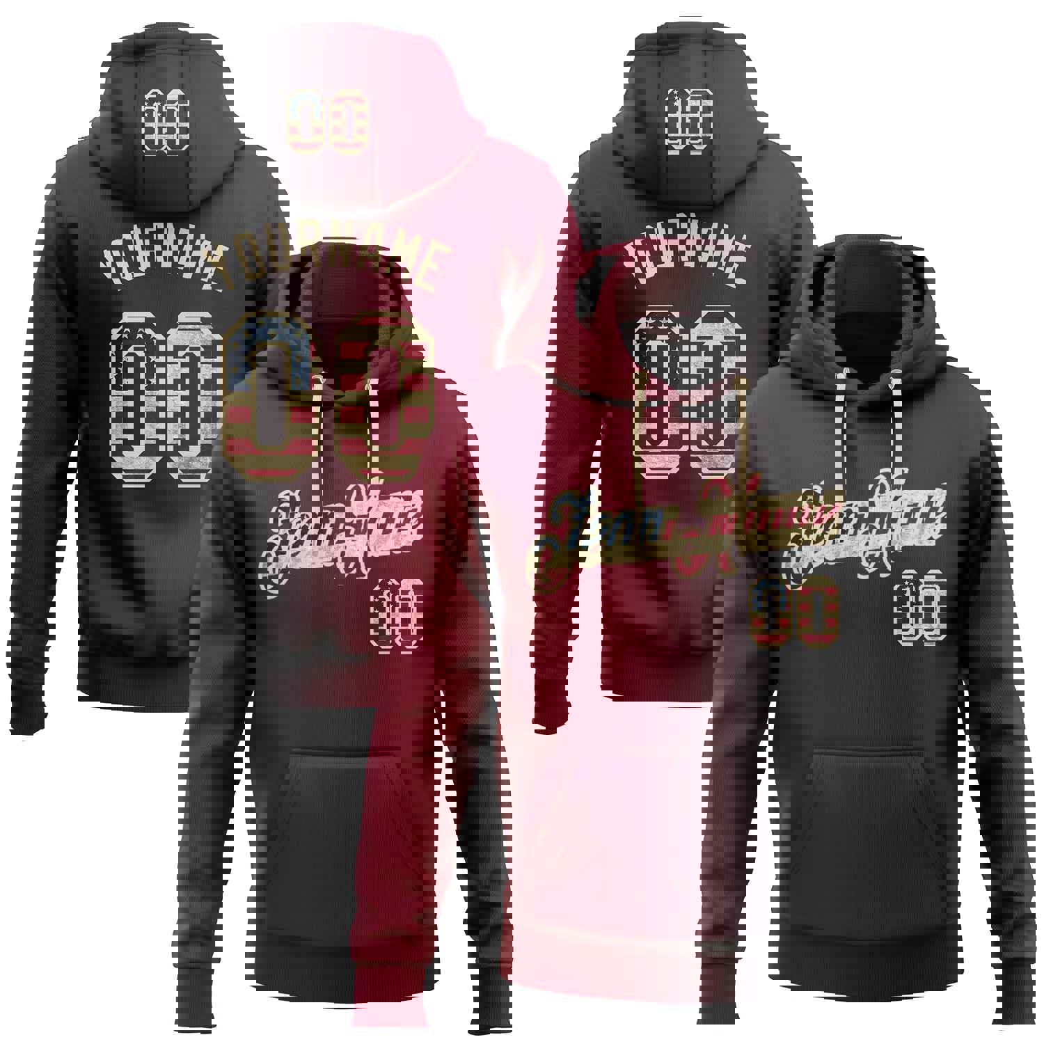 Custom Stitched Black Vintage USA Flag Crimson-City Cream Gradient Fashion Sports Pullover Sweatshirt Hoodie